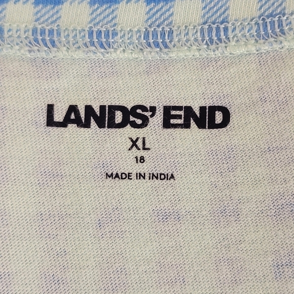 Lands' End Blue And White Gingham Check Sleeveless Jersey Swim Cover Up Dress XL - Picture 12 of 14